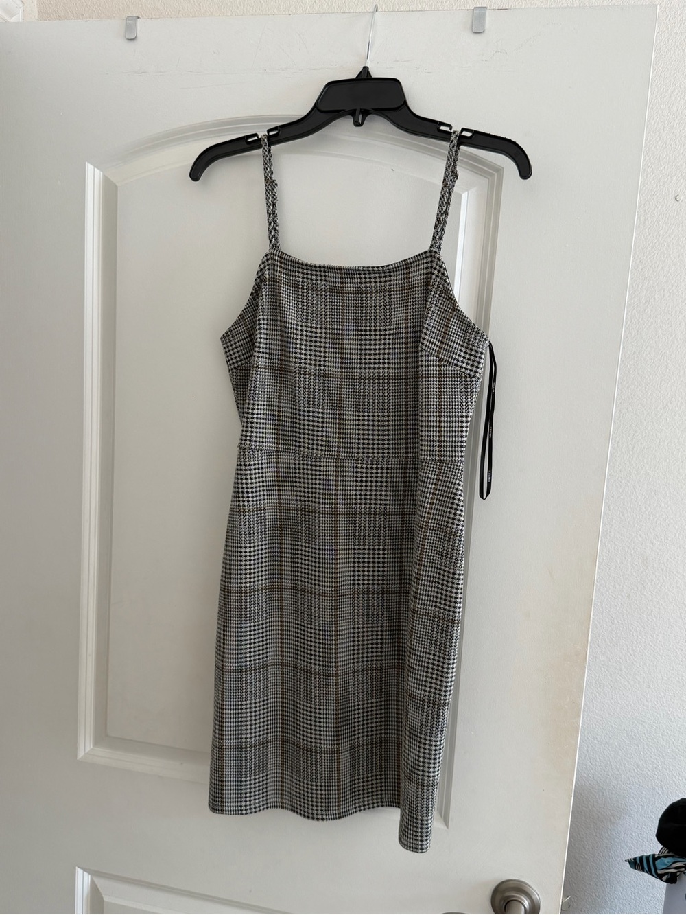 Forever 21 Gray Plaid Square-Neck Midi Slip Dress